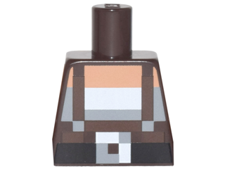 Torso Pixelated Dark Brown Suspenders over White Top and Black Belt with Buckle Pattern