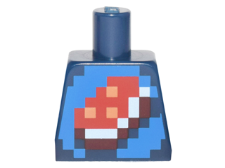 Torso Shirt with Pixelated Porkchop Icon on Blue Background Pattern