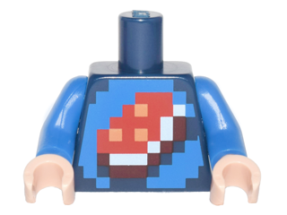 Torso Shirt with Pixelated Porkchop Icon on Blue Background Pattern / Blue Arms / Light Nougat Hands
