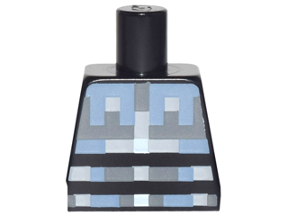 Torso Pixelated Light Bluish Gray, Sand Blue and Silver Armor Pattern