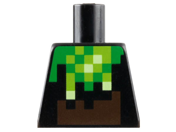 Torso Pixelated Bright Green, Lime, and Yellowish Green Slime, Dark Brown Stomach Pattern