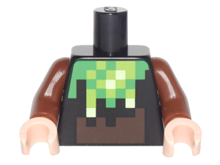 Torso Pixelated Bright Green, Lime, and Yellowish Green Slime, Dark Brown Stomach Pattern / Reddish Brown Arms / Light Nougat Hands