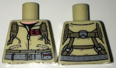 Torso Ghostbusters Jumpsuit with 'E.S.' ID Badge and Straps on Reverse Pattern