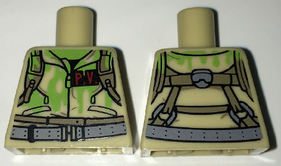 Torso Ghostbusters Jumpsuit Slimed with 'P.V.' ID Badge and Straps on Reverse Pattern