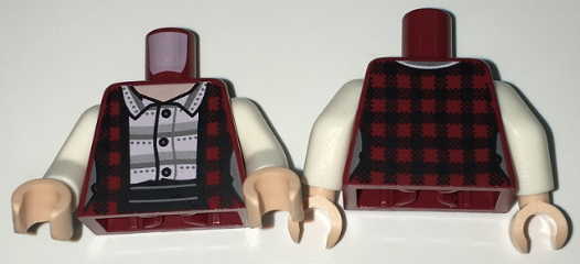 Torso Female Jacket / Vest Plaid over Striped Button Down Shirt Pattern / White Arms / Light Nougat Hands