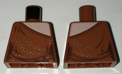 Torso Female Dress One Shoulder with Light Nougat Neck and Gold Sequins Pattern