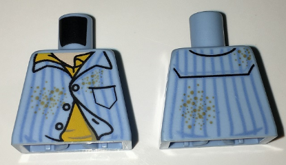 Torso Pajamas with Vertical Blue Stripes, Yellow Undershirt and Spots Pattern