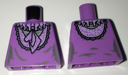 Torso Female Dress with Lavender Ruffled Collar Front and Back Pattern