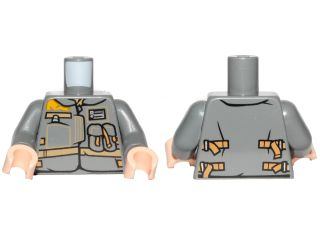 Torso SW Jacket with Dark Tan Belts and Pockets Pattern (Rebel Trooper) / Dark Bluish Gray Arms / Light Nougat Hands
