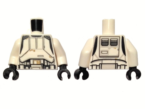 Torso SW Armor Hovertank Pilot with Black and Dark Gray Lines and Dark Tan Dirt Spots Pattern / White Arms / Black Hands