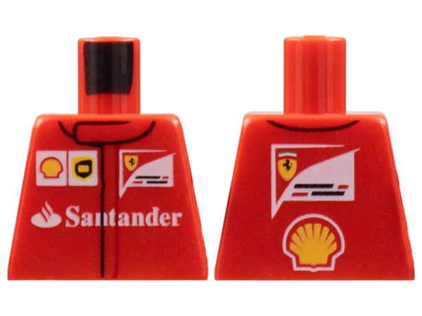 Torso Speed Champions with Shell, UPS, Ferrari and White Santander Logo Front, Ferrari and Shell Logos Back Pattern