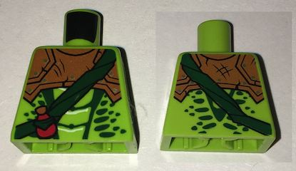 Torso Ninjago Snake with Dark Orange Armor, Dark Green Crossbelt and Red Vial Pattern (Zoltar)