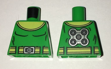 Torso Super Hero Yellow Collar and Belt, Silver Buckle, Black Muscles Outline, Gear on Back Pattern (Dr. Octopus)