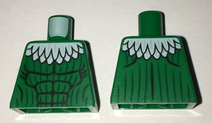 Torso Super Hero White Feather Collar, Dark Green Vertical Stripes, and Black Muscles Outline Pattern (Vulture)