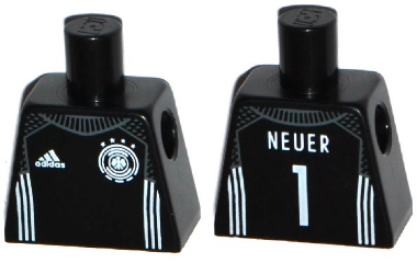 Torso Soccer Shirt with Adidas Logo, 4 Stars and Eagle Front, White Stripes, 'NEUER 1' White Pattern