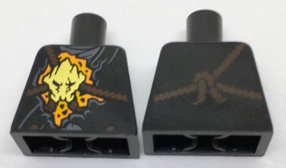 Torso Ninjago Robe with Brown Rope, Gold Medallion and Lava Pattern