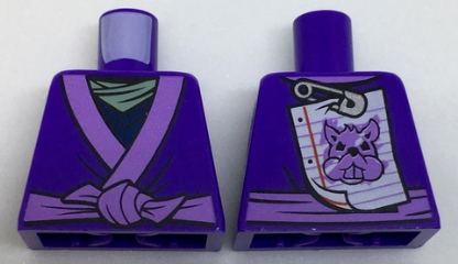 Torso Ninjago Robe with Medium Lavender Trim and Animal Drawing Pinned to Back Pattern