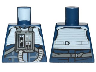 Torso SW Rebel U-wing / Y-wing Pilot with Sand Blue Vest and Dark Bluish Gray Front Panel with Hose Pattern