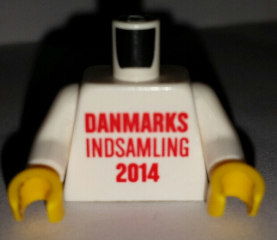 Torso Red 'DANMARKS INDSAMLING 2014', LEGO Logo on Back Pattern / White Arms / Yellow Hands
