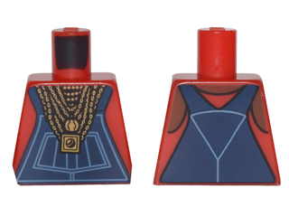 Torso Dark Blue Overalls over Tank Top with Gold Chains and Pendants Pattern