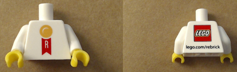 Torso Rebrick Gold Medallion with Red Ribbon Pattern / White Arms / Yellow Hands