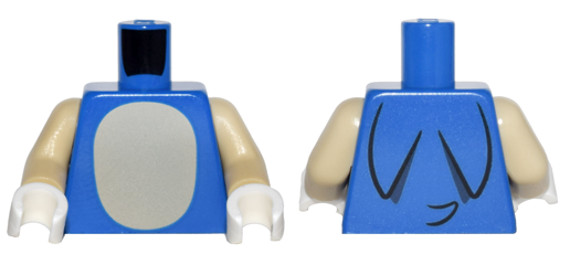 Torso Tan Oval Stomach with Black Spines and Tail on Back Pattern / Tan Arms / White Hands