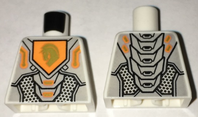 Torso Nexo Knights Armor with Orange and Gold Circuitry and Gold Horse Head on Orange Pentagonal Shield Pattern