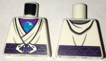Torso Ninjago Tunic with Metallic Light Blue Jewel, Dark Purple Belt with Snake Buckle Front and Back Pattern