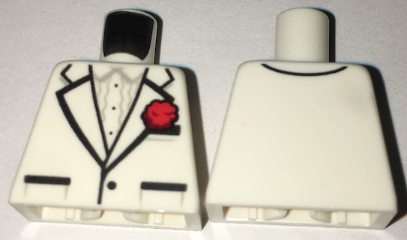 Torso Tuxedo Jacket over Ruffled Shirt, Red Flower, Two Pockets Pattern