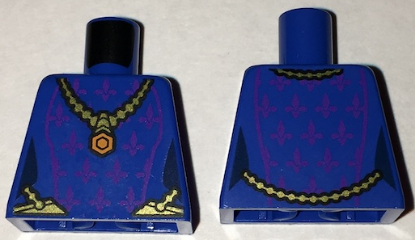 Torso Female Dress with Dark Purple Fleur-de-lis and Gold Necklace with Orange Pendant Pattern