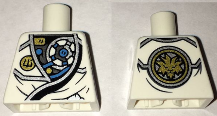 Torso Ninjago Robe with Exposed Mechanical Parts, Ninjago Logogram Letter Z, and Gold Lion on Back Pattern