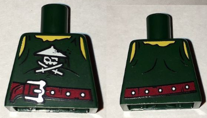 Torso Tank Top Tattered with White Ninja Skull with Crossed Swords, Dark Red Belt with Silver Buckle, Yellow Shoulders and Neck Pattern