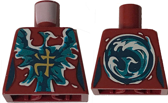 Torso Ninjago Female Dark Blue and Dark Azure Electric Phoenix and Yellow Ninjago Logogram 'Water' Pattern