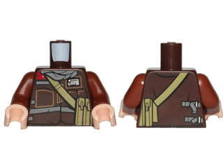 Torso SW Jacket with Dark Bluish Gray Scarf and Dark Tan Pocket Device Pattern (Rebel Trooper) / Reddish Brown Arms / Light Nougat Hands