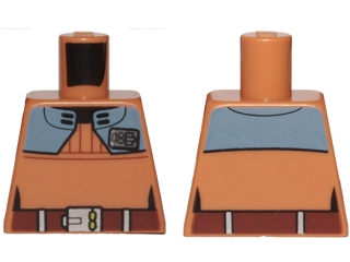 Torso SW Rebel Officer Jacket, Dark Bluish Gray Shoulder Plates, Reddish Brown Belt Pattern