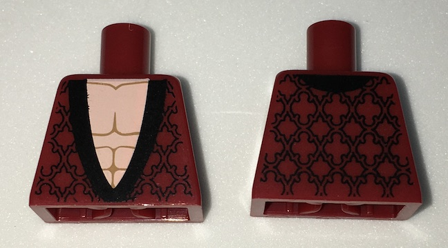 Torso Dressing Gown Robe Brocade with Black Collar over Light Nougat Bare Chest Pattern