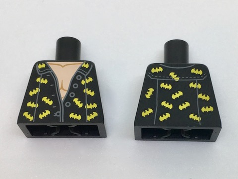 Torso Batman Open Shirt with Dark Bluish Gray Buttons, Trim and Yellow Bats Pattern