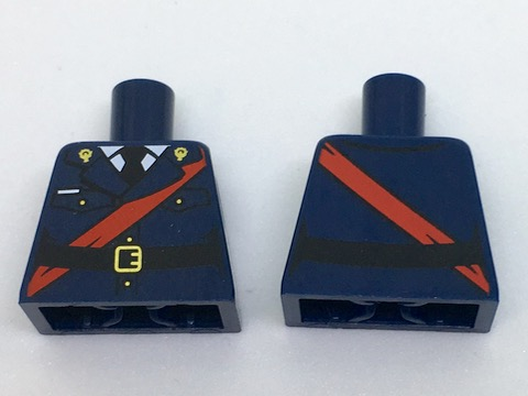 Torso Police Jacket Dress with Black Tie, Red Sash, Black Belt with Gold Buckle Pattern