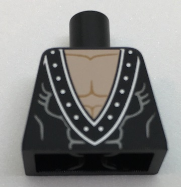 Torso Batman Muscles Outline, V-Neck with Silver Rivets Pattern