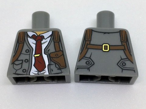 Torso Vest, White Shirt Rumpled, Dark Red Tie, Shoulder Holster Pattern