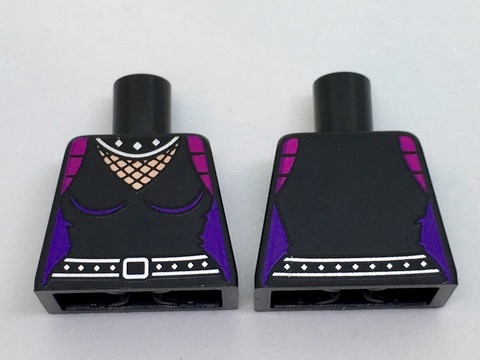 Torso Batman Female Outline with Fishnet Inset, Silver Studded Collar and Belt Pattern