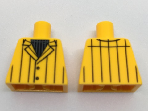 Torso Suit Jacket with Black Vertical Stripes over Black Ribbed Shirt Pattern