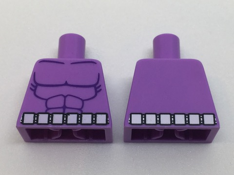 Torso Batman Muscles Outline with Belt with 6 White Squares Front and Reverse Pattern