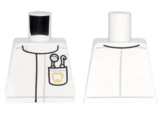 Torso Lab Coat with Pocket with Dentist Mirror and Pick and Gold Tooth Pattern