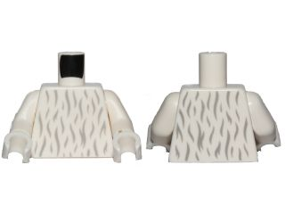 Torso SW Light Bluish Gray Fur Pattern (Moroff) / White Arms / White Hands