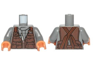 Torso SW Jumpsuit with Brown Vest with Pockets Pattern (Bodhi Rook) / Dark Bluish Gray Arms / Nougat Hands