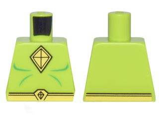 Torso Muscles Outline with Yellow Kite Diamond Shape Logo and Belt Pattern