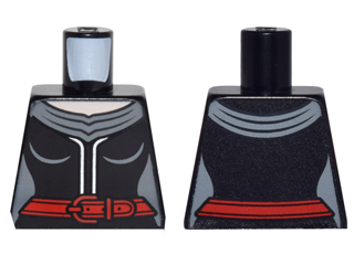 Torso Female Outline Dress with 2 Silver Vertical Lines and Red Belt with Buckle Pattern