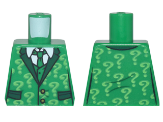 Torso Suit with Pockets, Tie, Shirt and Bright Green Question Marks Pattern
