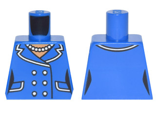 Torso Batman Female Outline Suit with Lapels, Pockets, Buttons and Pearl Necklace Pattern